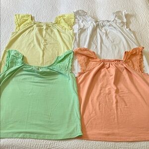Lot of Cat & Jack Knit Shirts with Eyelet Flutter Sleeves, size Large (10/12)